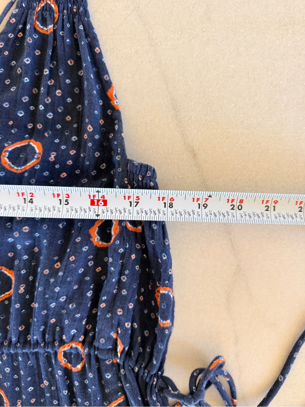 Apiece Apart Daphne Dress in Shibori Dot Midi Navy Blue Orange Womens Small - Picture 14 of 16